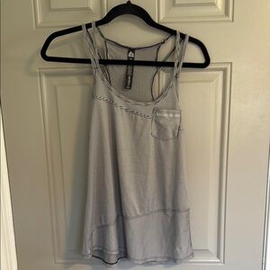 Silver Gray Asymmetrical Sleeveless Tank Top